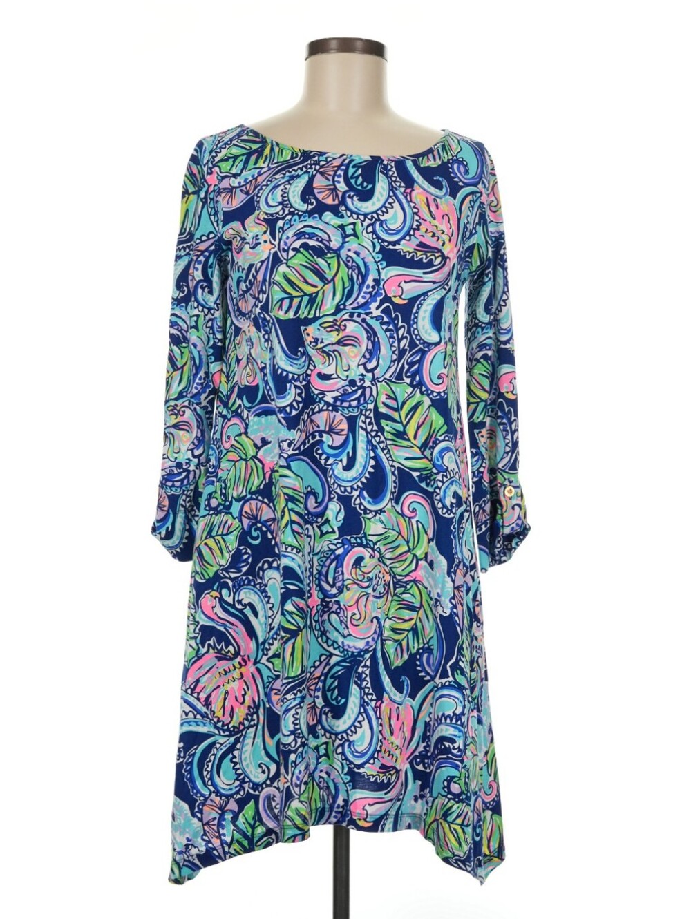 Lilly Pulitzer Size M  Tropical Paisley Long Sleeve Shift Dress Excellent